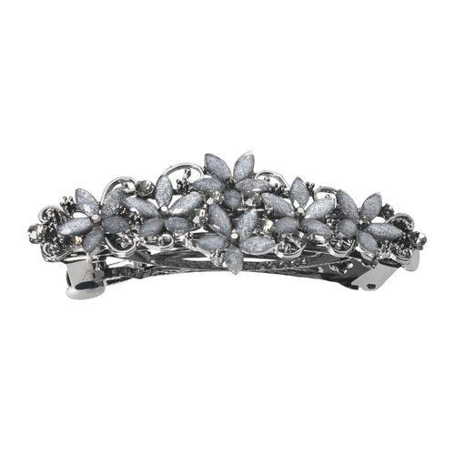 Crystal Hair Barrettes Silver Vintage Hair Clips for Women Floral French Barrettes Ponytail Holder Hair Clamp Hairgrips Glitter Rhinestone Hair Jewels Retro Style Metal Hair Clip with Clasp Blue