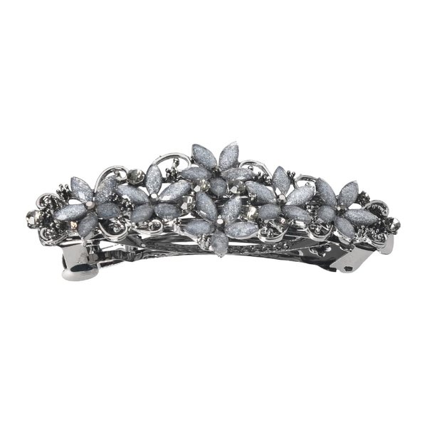 Crystal Hair Barrettes Silver Vintage Hair Clips for Women Floral French Barrettes Ponytail Holder Hair Clamp Hairgrips Glitter Rhinestone Hair Jewels Retro Style Metal Hair Clip with Clasp Blue