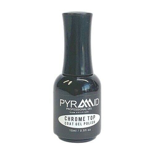 Pyramid Professional Gel Soak Off UV/LED Gel Top Base Coat Nail Polish Manicure Lacquer Matte Velvet Chrome Rubber Base (Chrome Top 0.5oz)