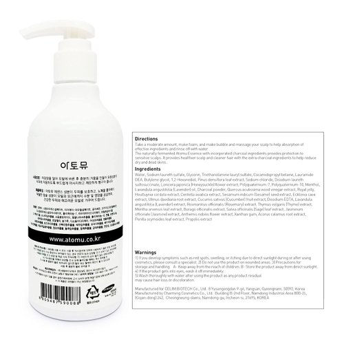 ATOMU Real Charcoal Shampoo Scalp Care Shampoo Calming Scalp Made with Naturally Fermented Ingredients Suitable for Sensitive Scalp Effectively Improves Itchiness No Parabens 10.14 fl oz