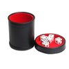Leatherette Dice Cup with Lid, Includs 16mm Regular Dices, Red Felt Lining Dice Shaker Quiet for Playing Yahtzee/Farkle/Liars Dice/Board Game