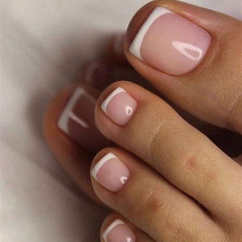 modelones shiny Press on Toe Nails Tips 24Pcs 12 Sizes Press On Toenails French Short Square Toenails Includes Nail Glue,Manicure Stick,File