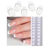 Wahrshei Semi Cured Gel Nail Strips | 20pcs French Glitter Gel Nail Stickers UV | Semi Cured Gel Nail Wraps for Home Nails DIY