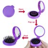 Heliltd 10pcs Folding Travel Mirror Hair Brushes Round Mirror Pocket Hair Brush Portable Mini Colourful Pop Up Hair Brushes Wet and Dry Hair for Women Girls Kids Hair Brush