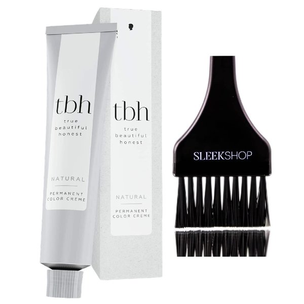 Sleekshop Comb + Schwarzkapf TBH True, Beautiful, Honest Natural Professional Permanent Hair Color Creme Dye (w/Sleek Tint Brush) Haircolor Cream, Cool Warm (4-06 Medium Brown Natural Chocolate)