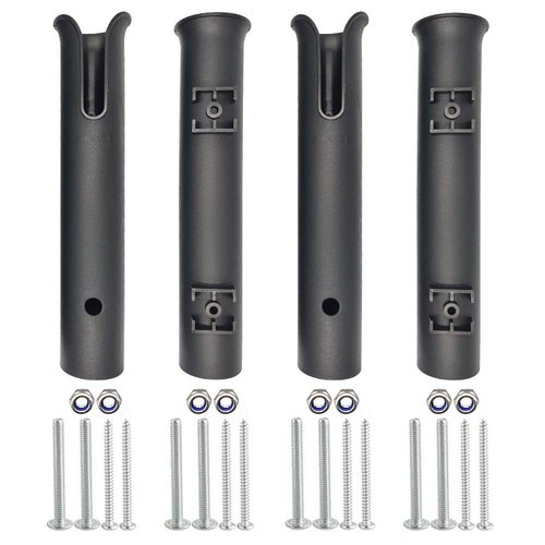 4 Pcs Fishing Rod Holder Racks Portable Fishing Rod Stand-Off Tube Rod Pole Holder Bracket Support (Black)