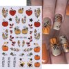 8 Sheets Fall Nail Art Stickers 3D Autumn Thanksgiving Nail Decals Turkey Pumpkins Squirrel Thanksgiving Nail Design Supplies Self-Adhesive Gold Maple Leaf Nail Stickers for Women DIY Holiday Manicure