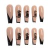 RikView Press on Nails Long Acrylic Nails Coffin Fake Nails Black Nails with Dragon Design