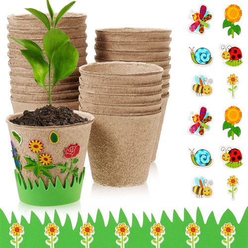 Jecery 30 Sets Garden Paper Craft Kit Planting Kit Pot for Foam Flower Pots for Bulk Craft Kits for Flower Planting Growing Kit Flower Pot Crafts for DIY Painting