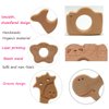 Arakierst 10pcs Organic Wood Fox Teether Pure Natural Animal Shape Beech Wooden Handmade Grasping Pattern DIY Pacifier Chain Pendant