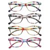HEEYYOK Women Reading Glasses 4-Pack Colorful 3.00 Readers,Beautiful Pattern Cat Eye Glasses for Reading Lightweigth Flexible Spring Hinge Well Wear Look Younger