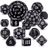 AUSTOR 15 Pieces Complete Polyhedral Dice Set D3-D100 Game Dice Set with a Leather Drawstring Storage Bag for Role Playing Table Games(Black & White)
