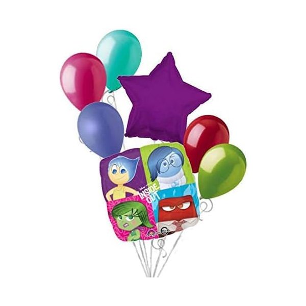Generic 7 pc Balloons for Inside Out Balloon Bouquet Party Decoration Birthday Joy Sadness