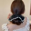 Wiwpar Boho Black Lace Hair Scrunchy Silk Chiffon Hair Band Hair Jumbo Scrunchy with Pearl Elastic Hair Tie ponytail Holder Halloween Costume Jewelry Hair Accessories for Women Girls (Black)