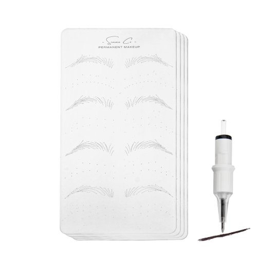Simma Co Ombre Brows Microblading Brows Nano Brows Practice Latex Skin 4 Pieces + 1 Tattoo Ballpoint Pen Cartridge Black Ink