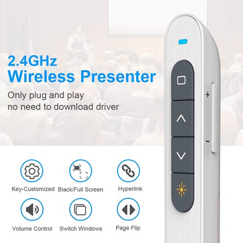 NORWII N27 PowerPoint Clicker with Laser Pointer & 330FT Wireless Range, 2.4GHz Hyperlink Volume Wireless Presenter Remote Presenation Clicker for Laptop Computer Project Geogle Slide