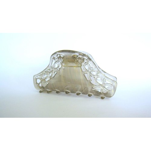 Generic Gray and shimmering gold cut out filiglree hair claw clip