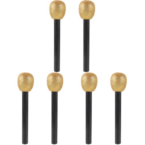 Glitter Microphone Props, Pretend Toy Mic Kids Bling Mic Prop, 6 pcs Fake Microphone of Stage Karaoke Toy for Birthday Halloween Party Favors