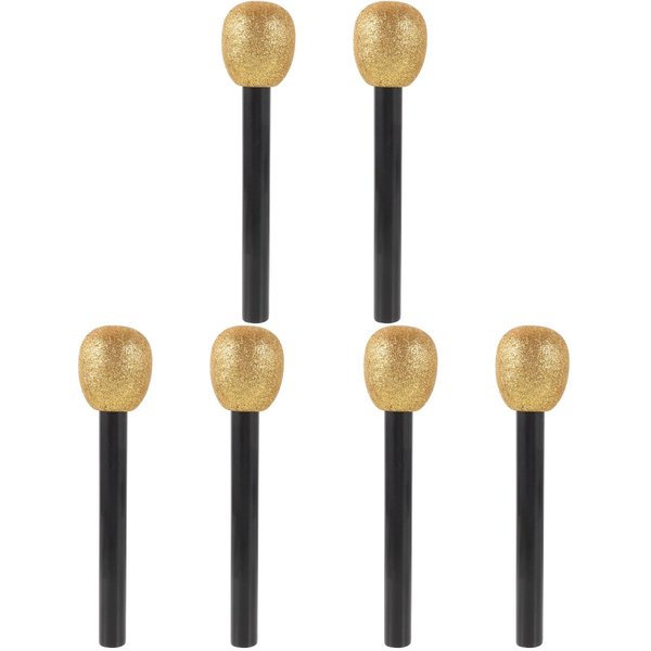 Glitter Microphone Props, Pretend Toy Mic Kids Bling Mic Prop, 6 pcs Fake Microphone of Stage Karaoke Toy for Birthday Halloween Party Favors