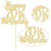 Gyufise 1Pc Happy 70th Birthday Cake Topper Glitter 70 & Fabulous Cheers to 70 Years 70th Birthday Cake Pick for Celebrating 70th Birthday Anniversary Party Cake Decorations Supplies Gold