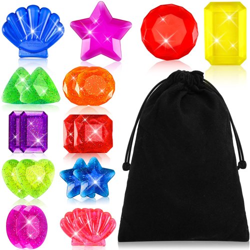 JULBEAR 20 Pcs Diving Gem Pool Toys, Colorful Big Dive Gems Pool Toys Underwater Swimming Pool Toys Precious Crystals Treasure Jewels Swim Pool Beach Toys Diving Gems for Pool for Kids