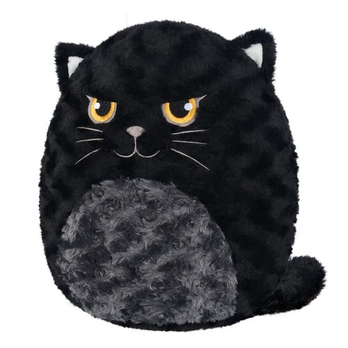 SuzziPals 14" Cute Black Cat Plush Pillows, Cute Cat Stuffed Animals for Squish & Collect, Soft Stuffed Cat Plushies for Cat Decor, Kawaii Plushies Birthday Cat Pillow Black Cat Gifts for Girls Boys