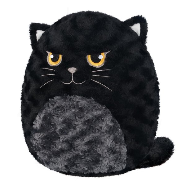 SuzziPals 14" Cute Black Cat Plush Pillows, Cute Cat Stuffed Animals for Squish & Collect, Soft Stuffed Cat Plushies for Cat Decor, Kawaii Plushies Birthday Cat Pillow Black Cat Gifts for Girls Boys