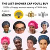 TIARA Reusable Shower Cap - Waterproof Shower Cap for Women - Two-in-One Bathing Hair Cover for Dryness and Bonnet for Hair Care - For Straight and Curly Hair - Dots Purple