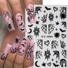 Spider Nail Stickers for Nail Art 8 Sheets Halloween Nail Art Stickers 3D Self-Adhesive Black White Spider Web Design Halloween Nail Charms Goth Nail Art Decorations for Women DIY Salon Nail Supplies