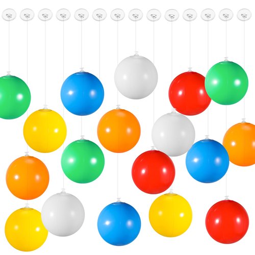 Arrowbash 36 Pcs Mini Beach Balls Bulk 4.7 Inches Pool Balls Beach Birthday Party Decorations with Hanging Rope and Hooks, Summer Blow up Ball Inflatable Beach Balls Swimming Pool Toys for Water Games