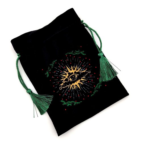 La Muci Velvet Tarot Card Bag - Drawstring Pouch for Tarot Deck Storage - Magic Black Velvet Bag- Jewelry Storage & Gift Bag with Gold Tassel Drawstrings, 6.6 x 9 inches