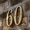 HASWARE House Number Sign 4 inch (10 cm) Polished Brass Finish Stylish Curvy Modern Door Numbers Signage Plaque Street Home Address Numerals(1, Brass)