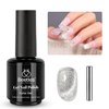 Beetles Cat Eye Gel Nail Polish, 15ML Silver Glitter Gel Nail Polish, Holographic Glitter Silver Cat Eye Gel Nail Polish Magnet, Cat Eye Magnetic Gel Polish Soak Off Uv Lamp Christmas Gifts for Women