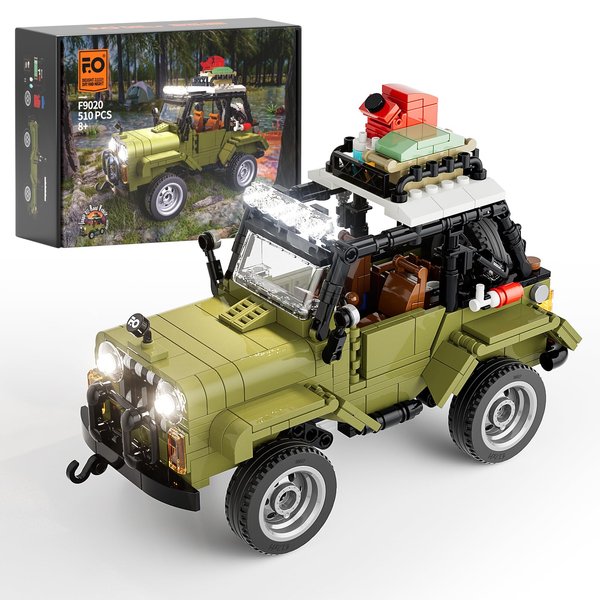 FUNWHOLE Jungle Off Roader SUV Building Kits with LED Lighting - Technic Car Model STEM Building Set 510 Pcs for Kids, Boys, and Girls Ages 8+