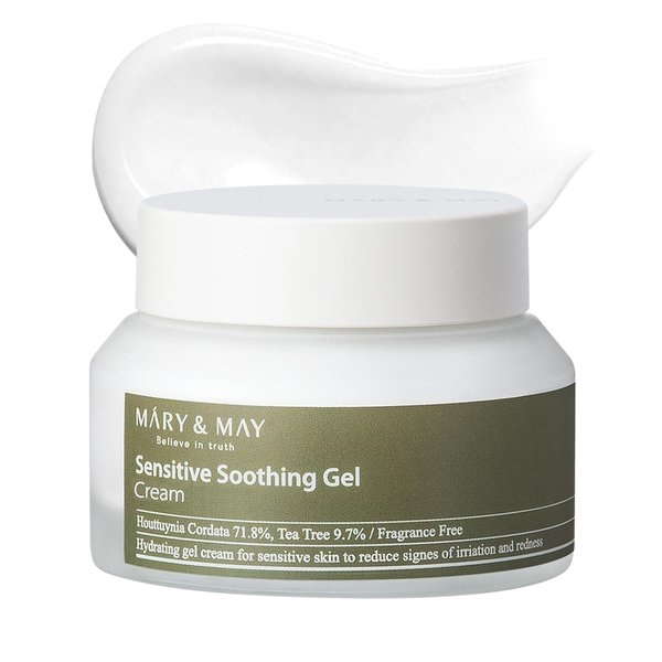 Mary&May Sensitive Soothing Gel Cream - Instant Cooling and Redness Relief, Pore-Tightening Face Cream with Tea Tree and Houttuynia Cordata Extracts - No Sticky, Refreshing Finish, 2.46oz.