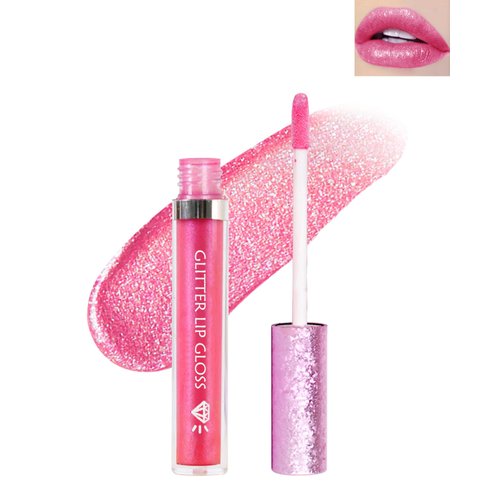Metallic Shimmer Liquid Lipstick for Women Long Lasting, Matte to Glitter Red Lip Gloss High Shine Finish, Diamond Sparkly Glossy Waterproof High Impact Lip Color Lipstick Full-Coverage Lip Makeup-04