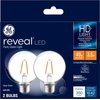 GE Reveal LED Globe Light Bulbs, 3.5 Watts (40 Watt Equivalent) HD+ Light, Clear Finish, Medium Base, Dimmable (2 Pack)