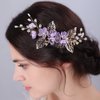 JWICOS Bride Wedding Hair Comb Flowers Pearl Wedding Hair Accessories Vintage Bridal Hair Clips for Women and Girls purple