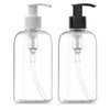 Bar5F Plastic Bottles with Pump Dispenser, 8 oz | Leak Proof, Empty, Clear Refillable, BPA Free for Body Wash, Moisturizer, Face Cream, Liquid Soap | Black & White Pumping Caps | Set of 2