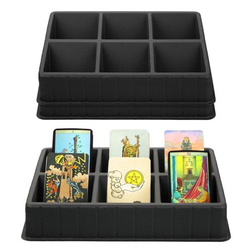Beeveer Black Card Sorting Tray Card Sorting and Dealer Tray Sports Card Tray Game Card Sorter Playing Card Display Storage Trading Card Organizer, 6 Slot (2 Pack)