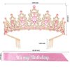 YISSION Birthday Girl Sash & Crown, Pink Princess Tiara Crown for Women Girls, Happy Birthday Queen Crown & Sash, Birthday Tiaras & Crowns for Women, Birthday Headband, Birthday Party Decorations