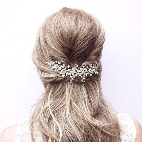 Crystal Bridal Rhinestone Leaves Hair Comb with Sparkly Hairpieces for Women - Silver Wedding Side Hair Accessories for Bride and Bridesmaid