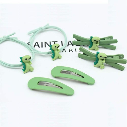 WHITEBRIDGE 6pcs Cartoon Frosted Hair Clips Set Frosted Cartoon Hairpins Hair Clips Bobby Pins for Girls, Women (Dinosaur and Avocado)