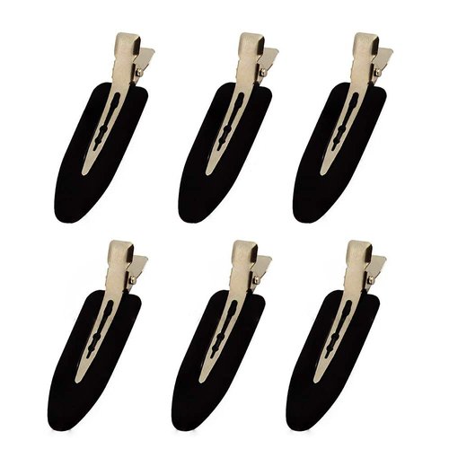 6 Pieces No Bend Hair Clips, No Crease Hair Clip for Hairstyling, Makeup Clips for Women and Girls Christmas Gifts (Black)