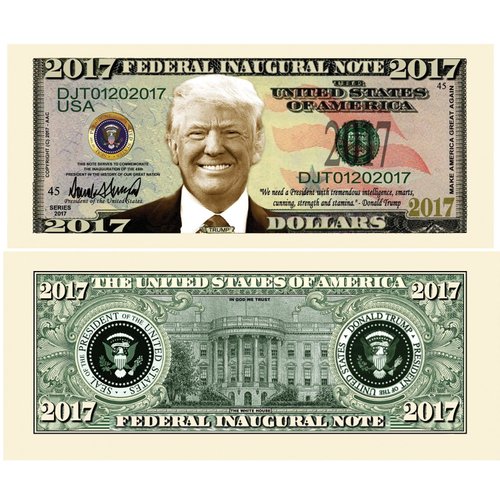 100 Donald Trump 2017 Federal Inaugural Presidential Dollar Bills Limited Edition with Bonus “Thanks a Million” Gift Card Set