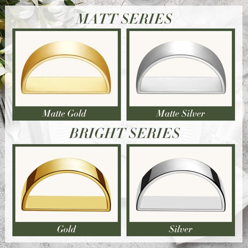 10 Pcs Stainless Steel Napkin Rings Metal Napkin Ring Holders Modern Ring Holder Serviette Buckles Metallic Adornment for Table Settings Kitchen Dinner Party Wedding (Matte Gold Semicircle)