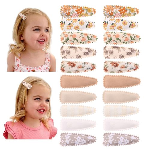 JIAHANG 20PCS Baby Girls Floral Print Hair Clips in Pair, Cotton Hairpins Hair Accessories for To...