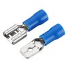 Baomain 1/4" Male & Female quick disconnects Vinyl Insulated Spade Wire Connector Electrical Crimp Terminal 16-14 AWG 6.3mm Blue Pack of 100