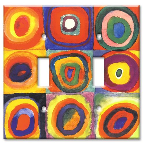 Art Plates - Double Gang Toggle Switch Plate - Kandinsky: Farbstudie Quadrate - (Made in USA)