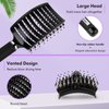 Hair Brush, Boar Bristle Hair Brush Faster Blow Drying, Professional Curved Vent Styling Hair Brushes for Women Men Kids, Paddle Detangler Brush for Wet Dry Curly Thick Thin Hair (Black)